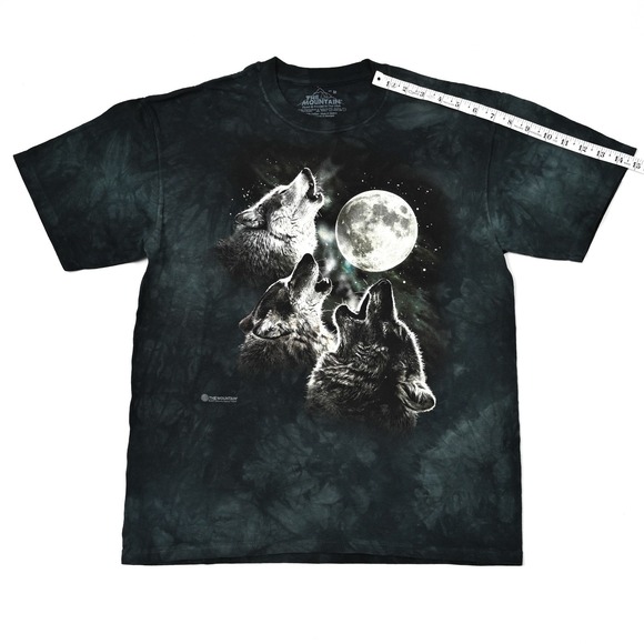 The Mountain Shirt Men's Medium Wolves Full Moon Tie Dye Graphic Tee USA Nature - Picture 4 of 8
